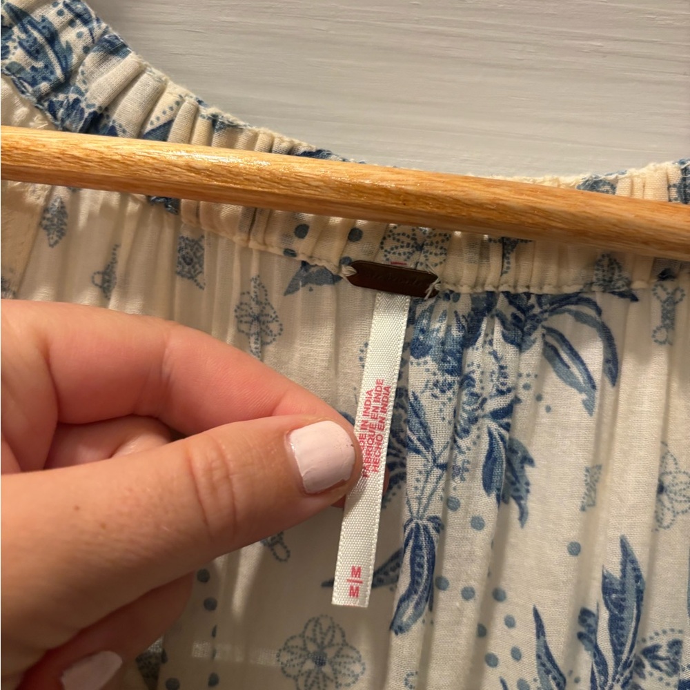 Free People Cream Maxi Dress with Blue Floral Print - Picture 10 of 15